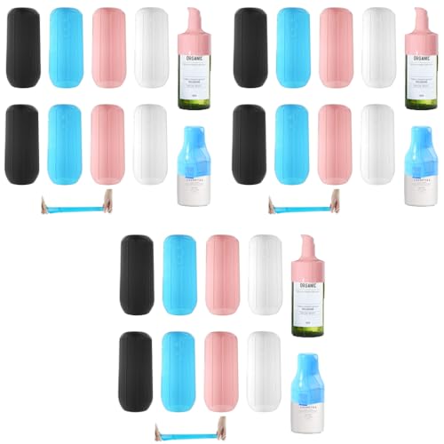 MAYCREATE® 24PCS Leak Proof Sleeves for Travel Bottles Silicone Elastic Covers for Toiletries Reusable for Container Shampoo MAYCREATE® 24PCS Leak Proof Sleeves for Travel Bottles Silicone Elastic Covers for Toiletries Reusable for Container Shampoo